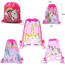 New Unicorn Unicorn Mini Cartoon Cute  Nonwoven Strap Pocket Drawstring Strap Pocket Storage Bag Backpack Birthday Gifts