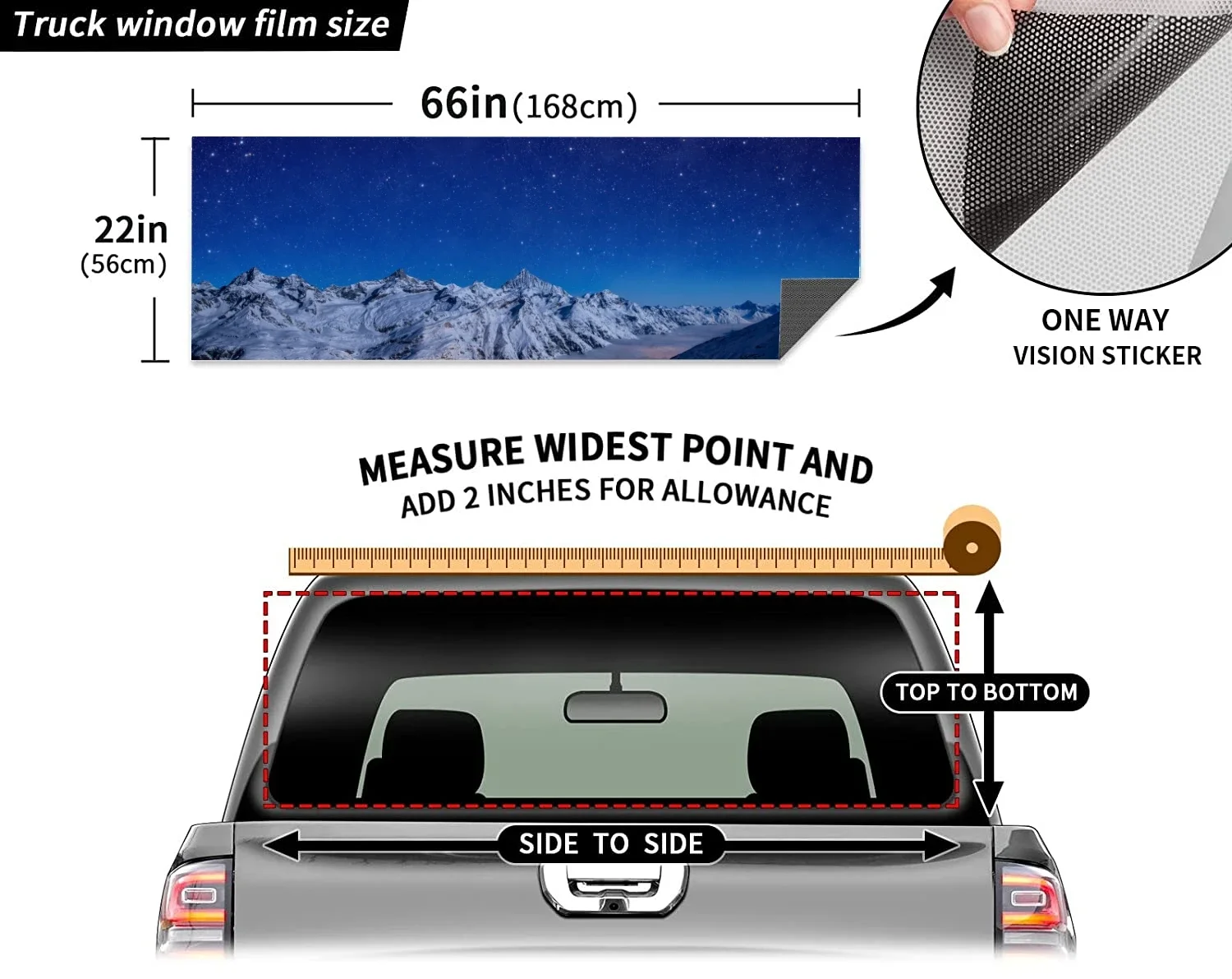 Schoonheid zonsondergang sneeuw berglandschap autoruit sticker vinyl doorschijnend display voor vrachtwagen auto wrap voertuig sticker sticker