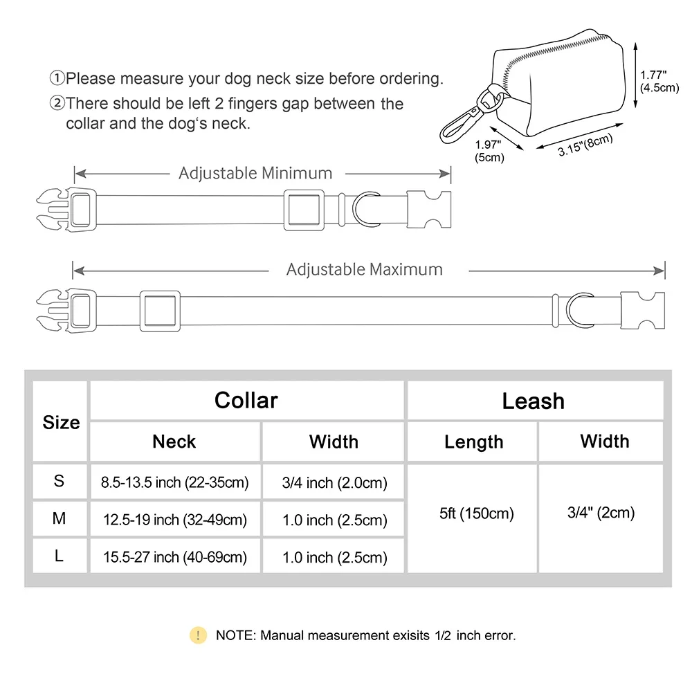 3pcs/lot Dog Collar Leash Bag Set Personalized Dog Collars Custom PU Leather Pet Buckle Necklace With Lead Poop Bag for Dogs Pug view 6