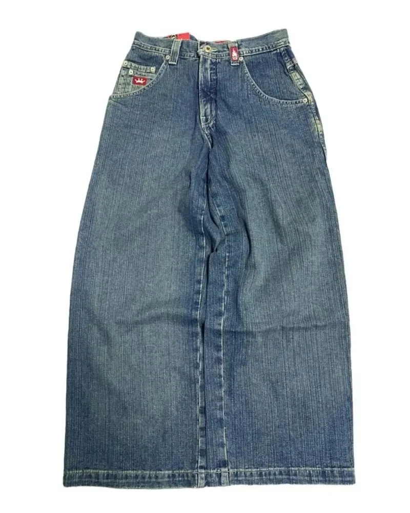 JNCO-Jeans Harajuku Baggy para Homens e Mulheres, Vintage Hip Hop, Bordado, Alta Qualidade, Streetwear Goth, Casual Jeans de Perna Larga, Y2K