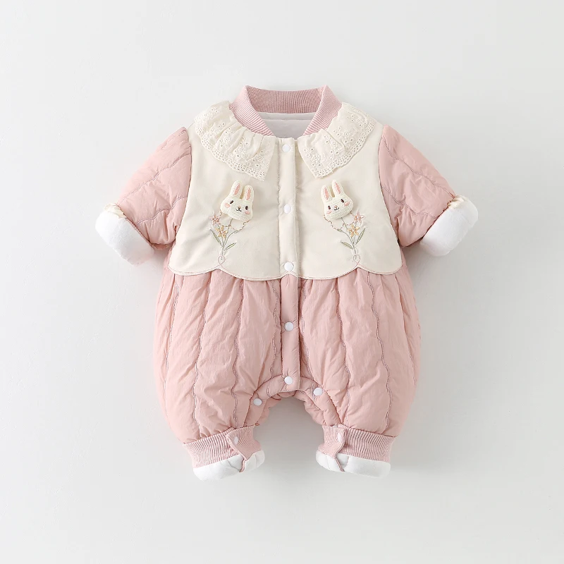 

Наряд для новорожденных, тонкая хлопковая одежда для девочек с кружевным воротником, милый мультяшный дизайн, длинные брюки с высокой талией для осени...