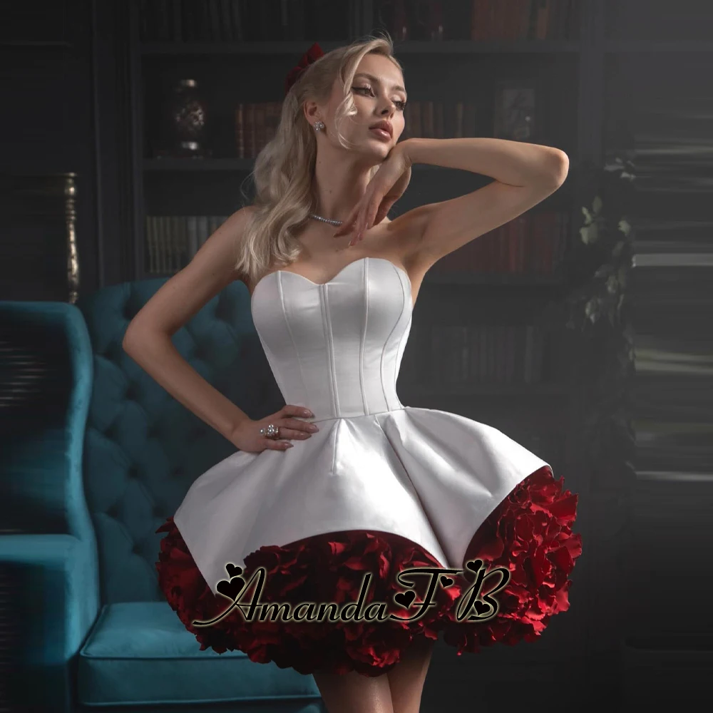 أماندا موضة كوكتيل مكشكش فستان العودة للوطن زهور ثلاثية الأبعاد على شكل قلب على شكل حرف a من الساتان لأعياد الميلاد فيستدوس دي نوش مخصص #1