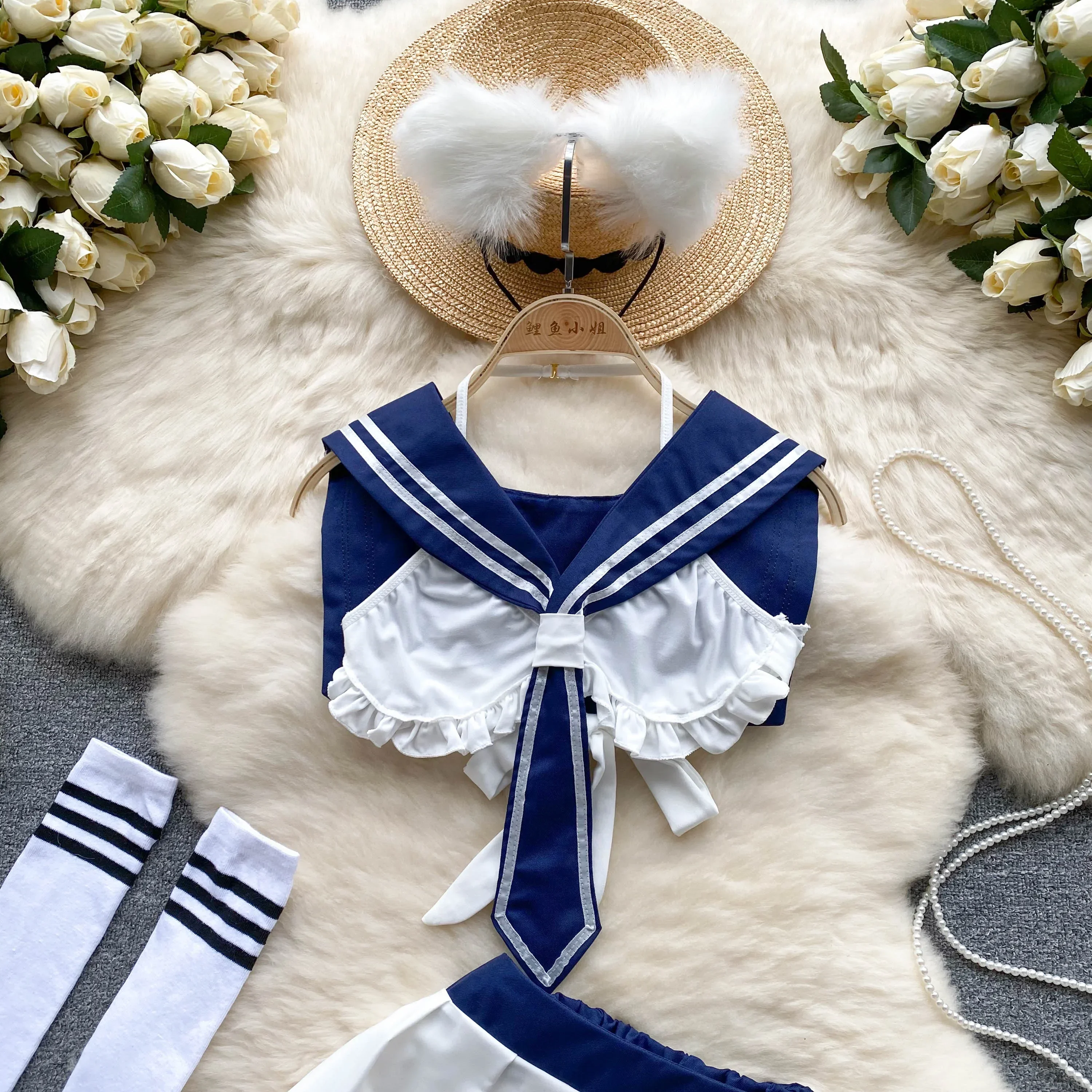 Women Cosplay Sexy Erotic Suits Japan Preppy Style Sheer Short Top+Short Skirt+Socks Sensual Nightwear Porn Outfit