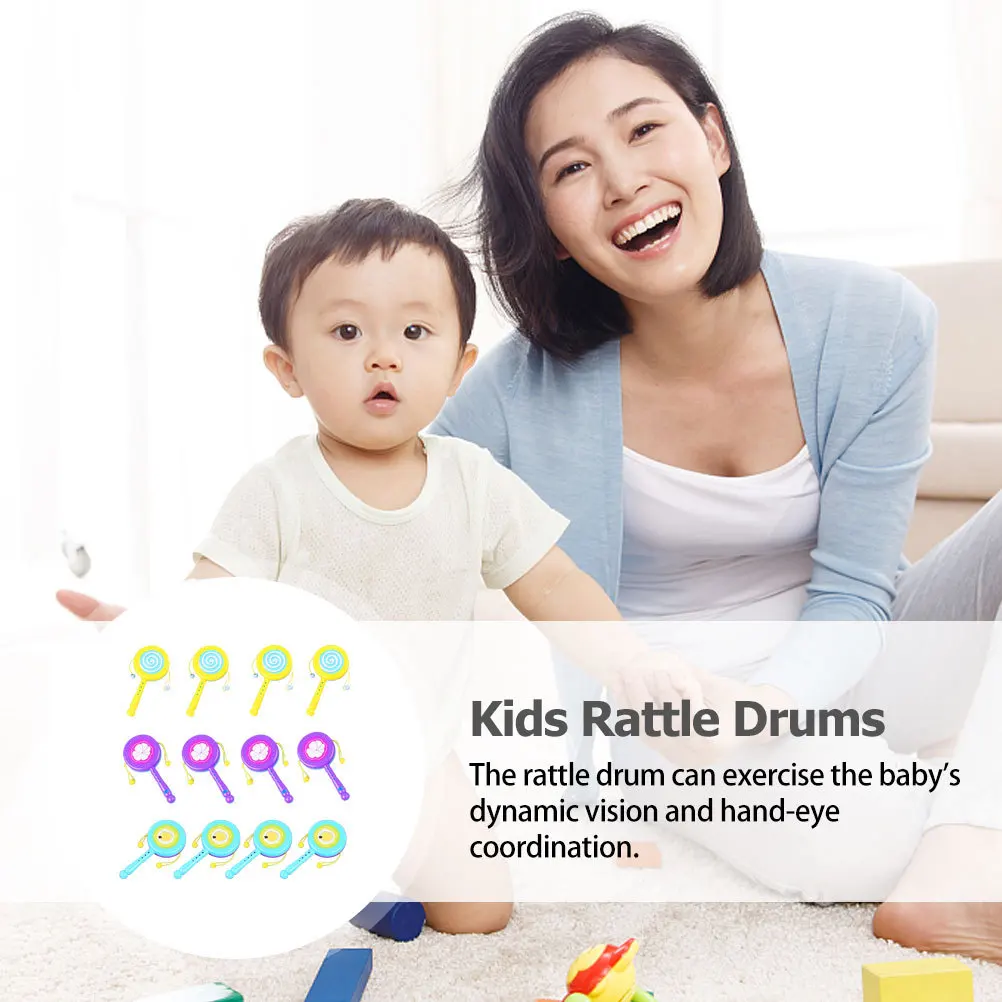 12 Stuks Creatieve Baby Rammelaar Drums Baby Educatief Speelgoed Handheld Shaker Vroege Ontwikkeling Cognitieve Luistervaardigheden