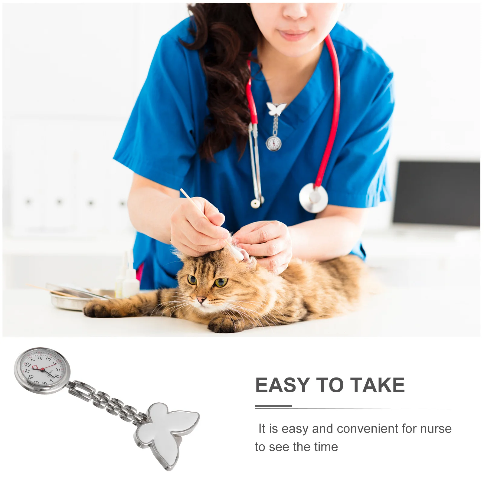 

Women Butterfly Nurse Doctor Nursing Gift Clear Dial Accurate Movement Clip On Design Nurse Pocket Watch Fashion