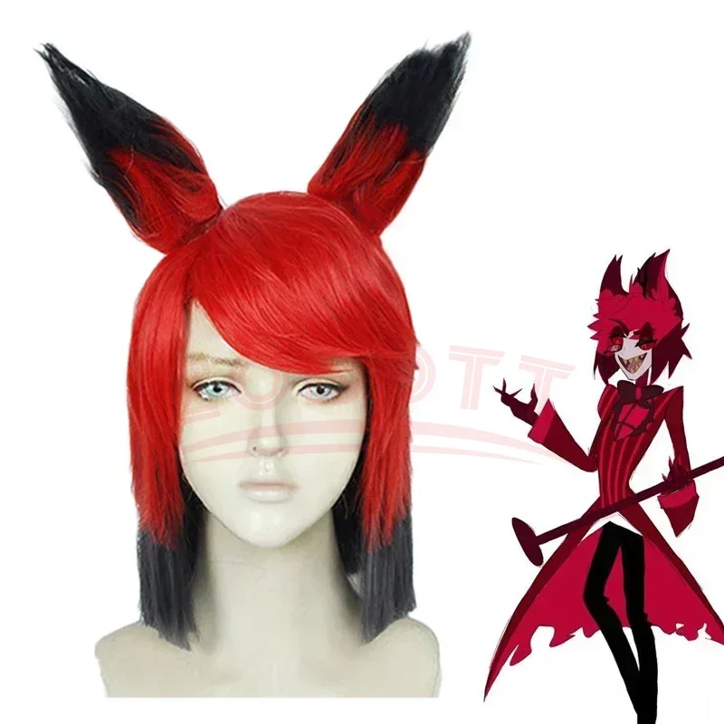 Alastor Cosplay Perücke Hazbin Anime Hotel Teufel Radio Dämon Rollenspiel Requisiten Hitzebeständige Synthetische Haar Zubehör