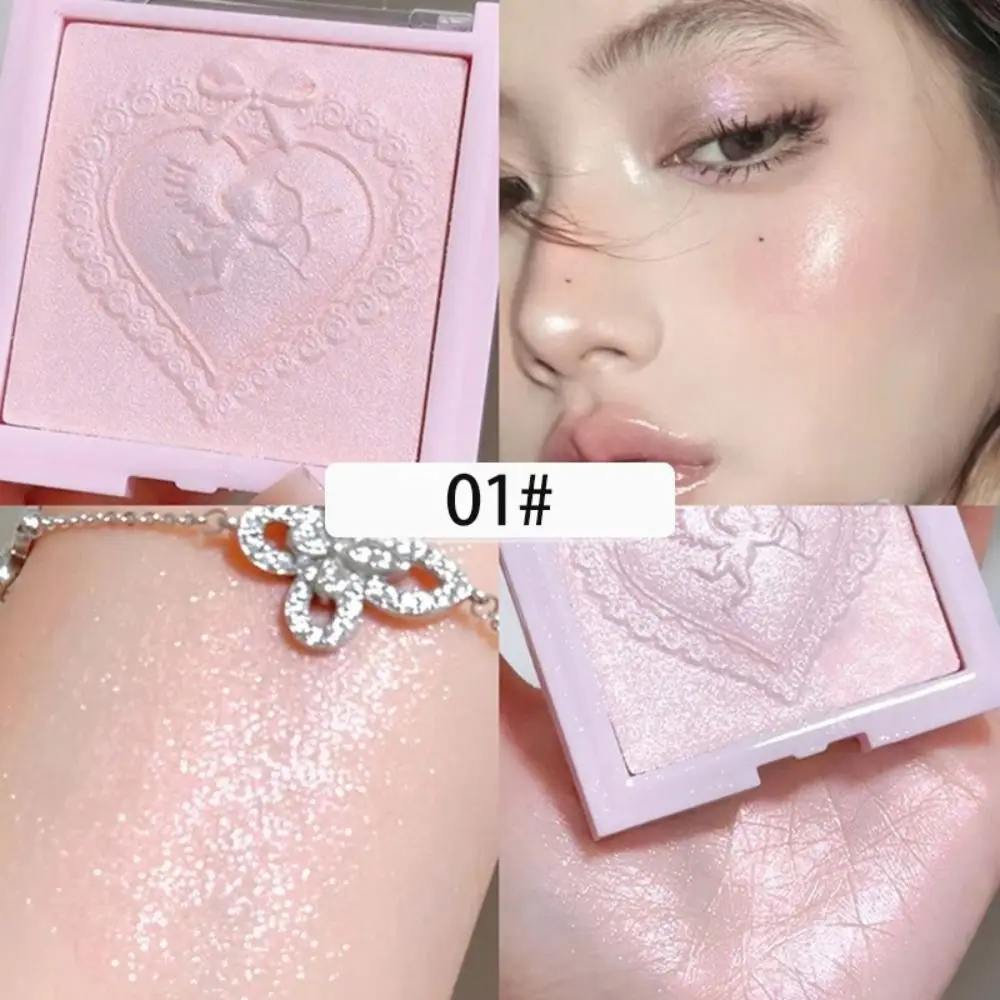 

New Love Angel Monochrome Powder Highlighter High Gloss Peach Glitter Bronzer Highlight Makeup Long-lasting Makeup Palette