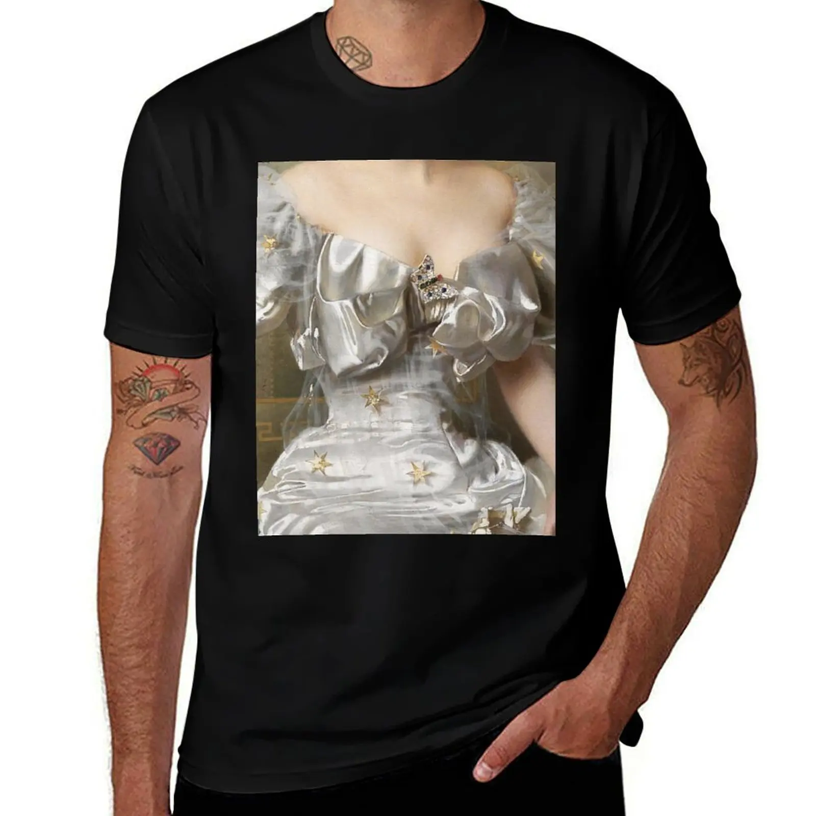 Victorian Woman with Gorgeous Star Dress T-Shirt Casual Everyday Short Sleeve T-Shirt