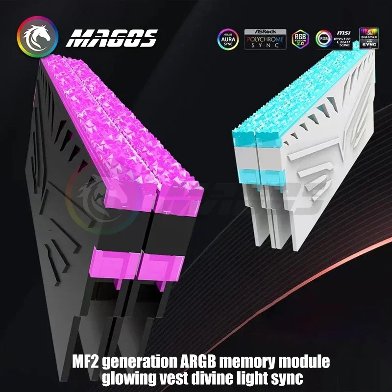 Computer Memory Heatsink RAM Cooling Vest 5V 3-PIN ARGB for Desktop RAM DDR3 DDR4 DDR5 Universal, Diamond RGB Design,2Pcs/Pack