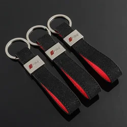 Suede Car Keychain Key Ring Holder for Audi Sline S4 S5 S6 S7 S8 RS4 RS5 Q3 Q5 Q7 Q1 A1 A11 A7 A8 A4L R8 TT Auto Keyring Pendant