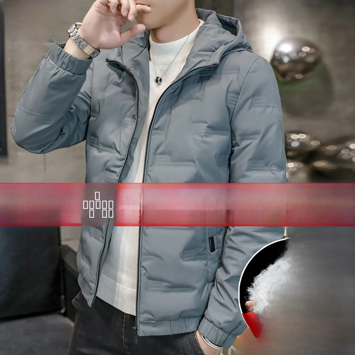 

Мужская хлопковая куртка с капюшоном, легкая, теплая, зимняя, новая, стильная, высококачественная, модная, из полиэфирного волокна, приталенного кроя, короткая.