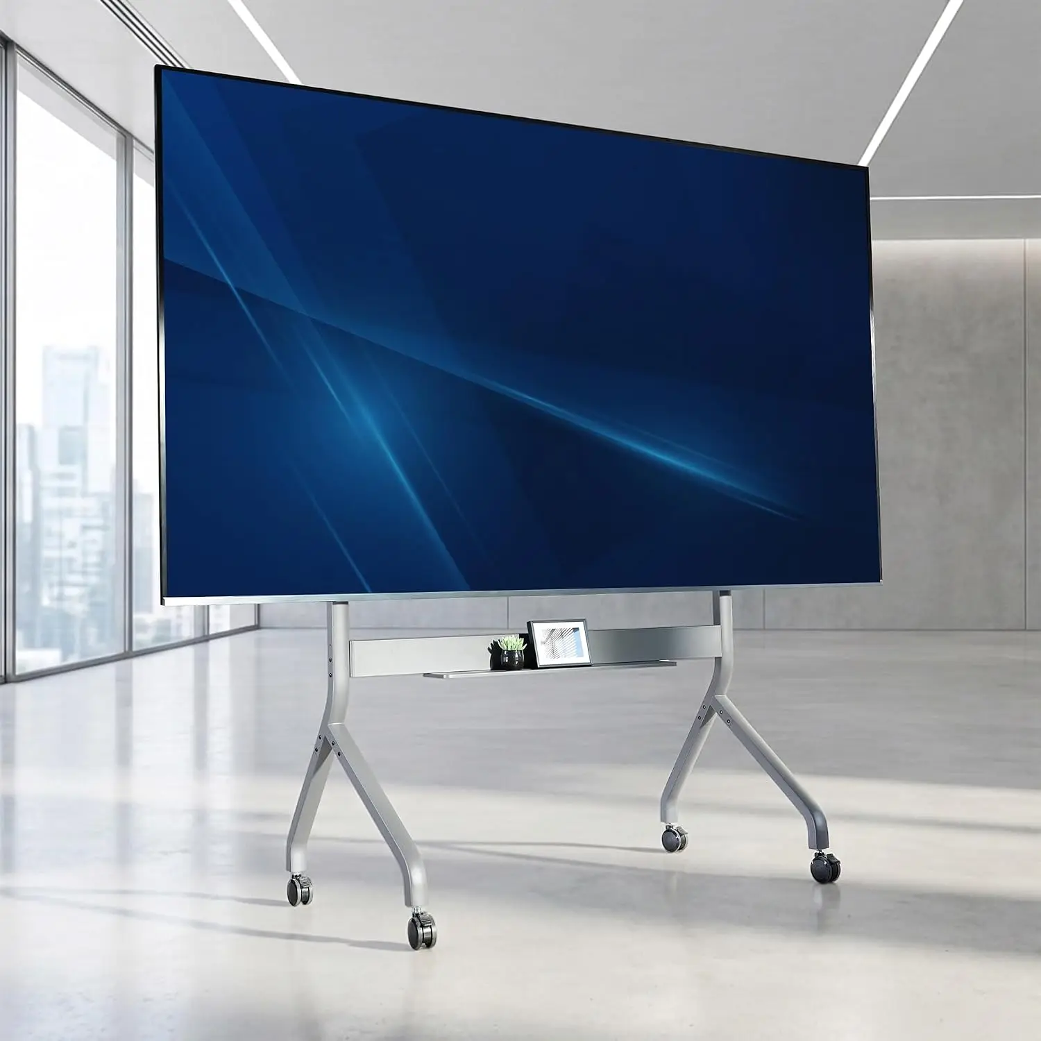 Gray TV Cart for 60-110 in Screens, Manual Height Rolling Stand for LCD LED OLED 4K Panels, VESA 1200x600, 264 lbs, Customized