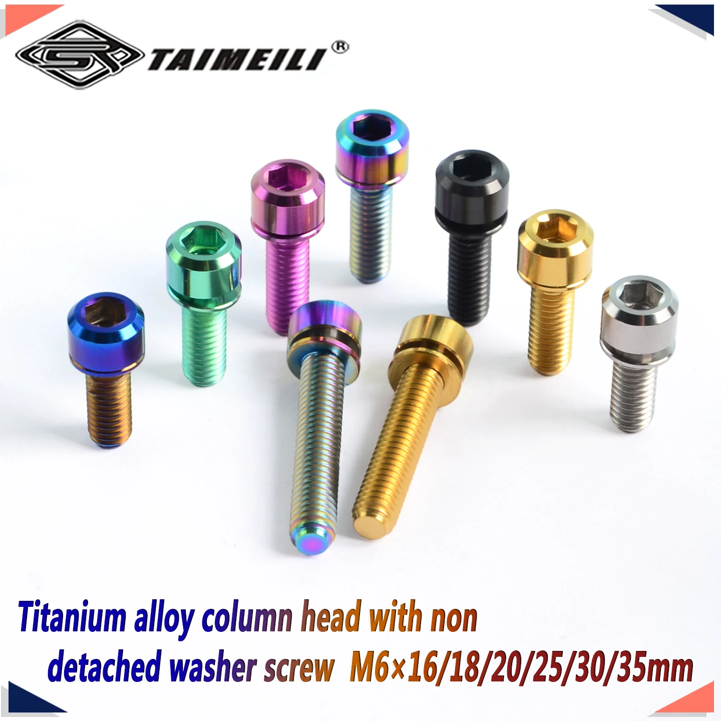 1/2/4/8/10pcs-Titanium Alloy Screw GR5 Material M6x16/18/20/25/30/35mm Cylindrical Head with Gasket Screw Bicycle Brake Fixed