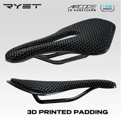 RYET Full Carbon Saddle 3D Printed Bicycle Saddle Ultralight Hollow Comfortable Breathable MTB/Road 150MM Bike Cycling Seat Part