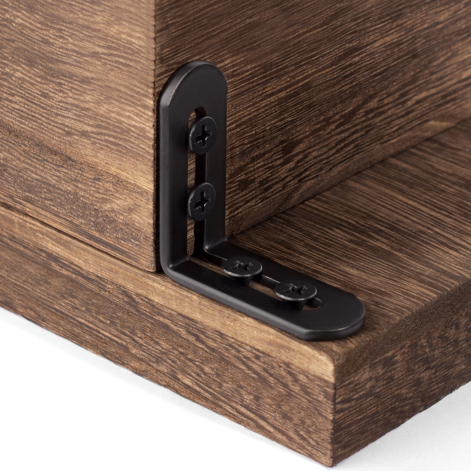 2pcs Corner Brackets Stainless Steel Furniture Angle Shelf Connector Cabinet Support Fixing Frame Black Corner Brace with Screws