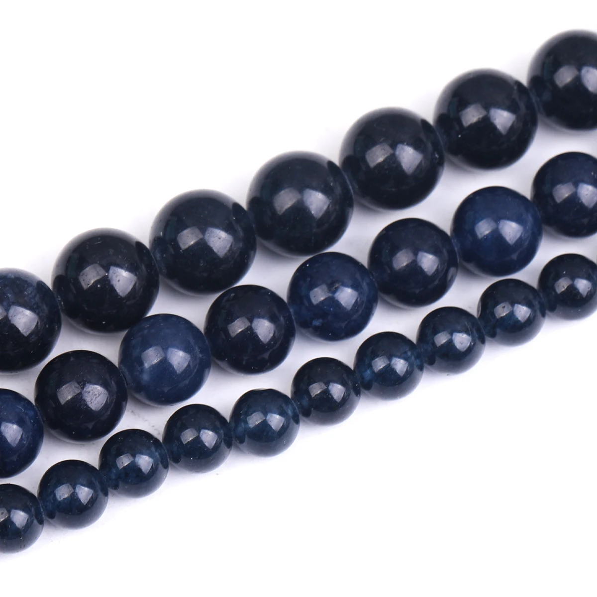 4 6 8mm Natursteinperlen in Saphirfarbe, blaue runde lose Perlen für Schmuckherstellung, DIY-Charms, Armbänder, 15'' – Detail 7