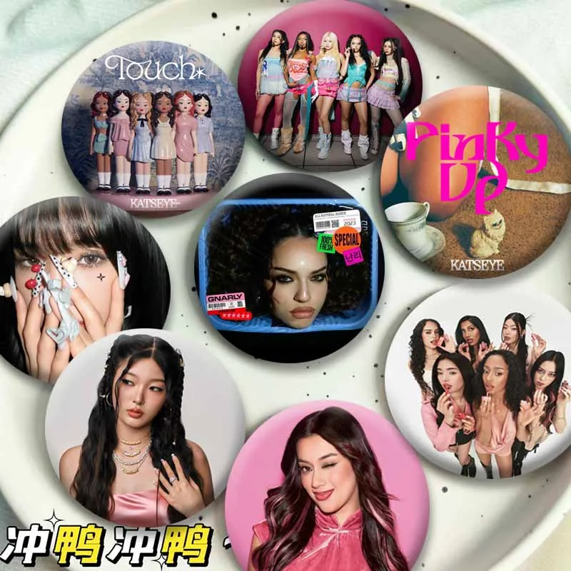 K-KATSEYE Band Badge on Backpack Accessories Music Girls Group Enamel Pins Round Brooches Clothes Bag Decor Jewlery Friend Gifts