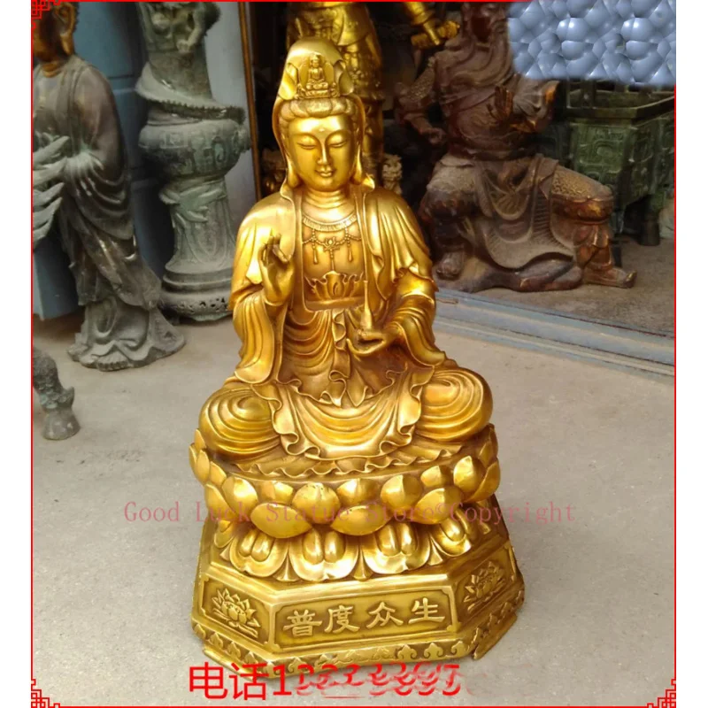 

Huge-HOME HOUSE SHOP hall lobby Blessing Talisman Buddhist Guanyin PUSA Buddha brass art statue sculpture 51CM large