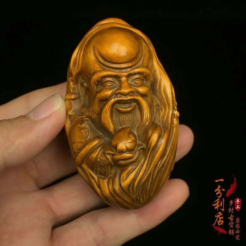 Hand Carved Wood Longevity star grandpa Statue Figurine Desktop Ornaments Home Decoration
