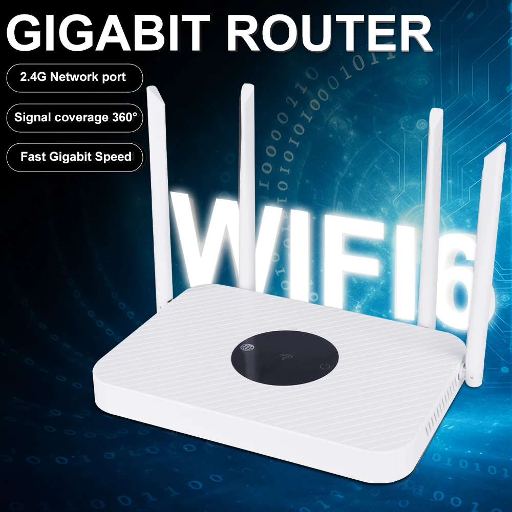

Беспроводной маршрутизатор, широкополосный высокоскоростной оптоволоконный маршрутизатор Wi-Fi, неограниченное количество 4 антенн, сильный сигнал 2,4 ГГц, Wi-Fi 6, сверхбыстрое широкополосное покрытие