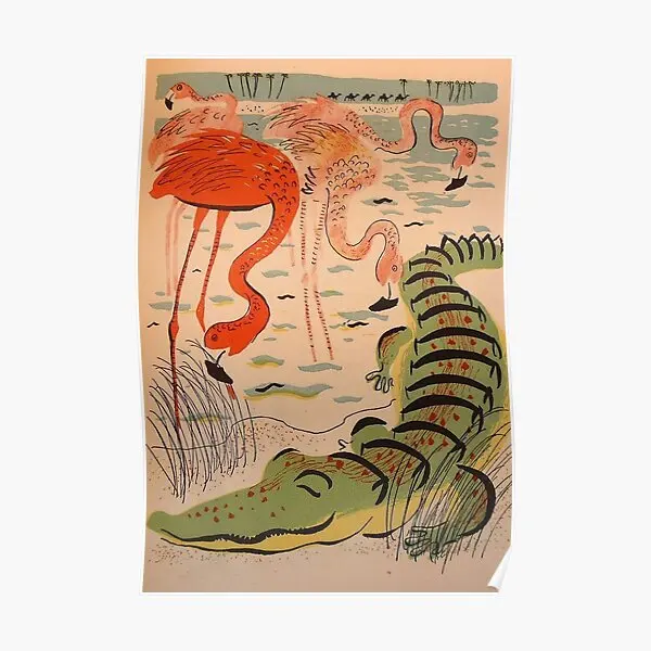

Плакат с фламинго и друзьями, Современная забавная Настенная картина для дома, декор для комнаты, декоративная картина, винтажный принт, картина без рамки