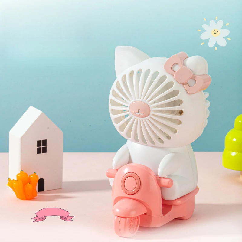 Cartoon Motorcycle Small Fan LightUSBRechargeable Cute Pet Portable Handheld Fan