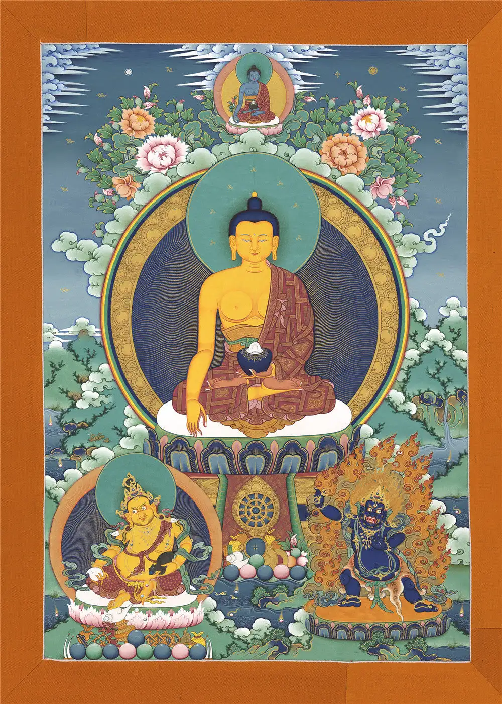 

Shakyamuni Thangka (18th Century Old Version),Gandhanra Tibetan Buddhist Thangka Art,Giclee Printed and Hand Framed,47" × 32"