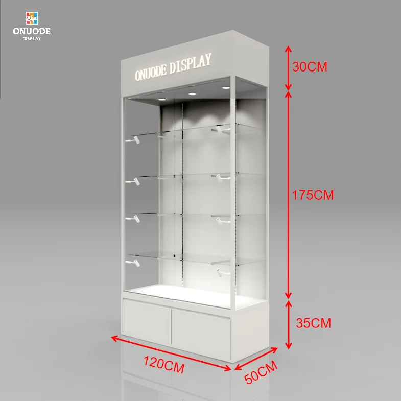 Szafka ekspozycyjna LED z aluminium i hartowanego szkła, nowoczesna, na zamówienie, meble do sklepu detalicznego, gablota do sklepu.