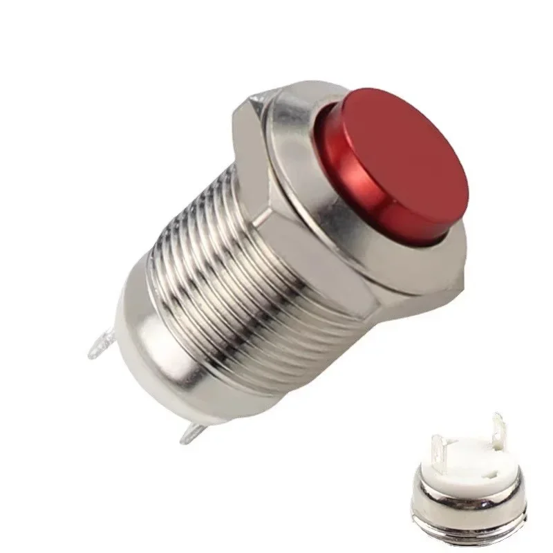 5/20/100PCS 12mm Metal Push Switch Car Start Horn Self Reset Switch Waterproof Momentary Button Switch High Round Red/ Green