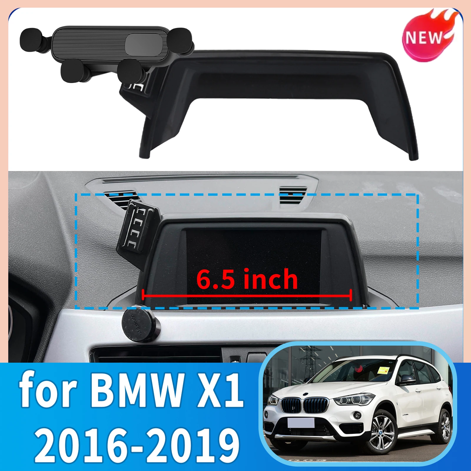 fit for BMW X1 2016 2017-2019 F48 6.5/8.8in Screen Fixed Base GPS Bracket Wireless Charging Mobile Phone Holder Car