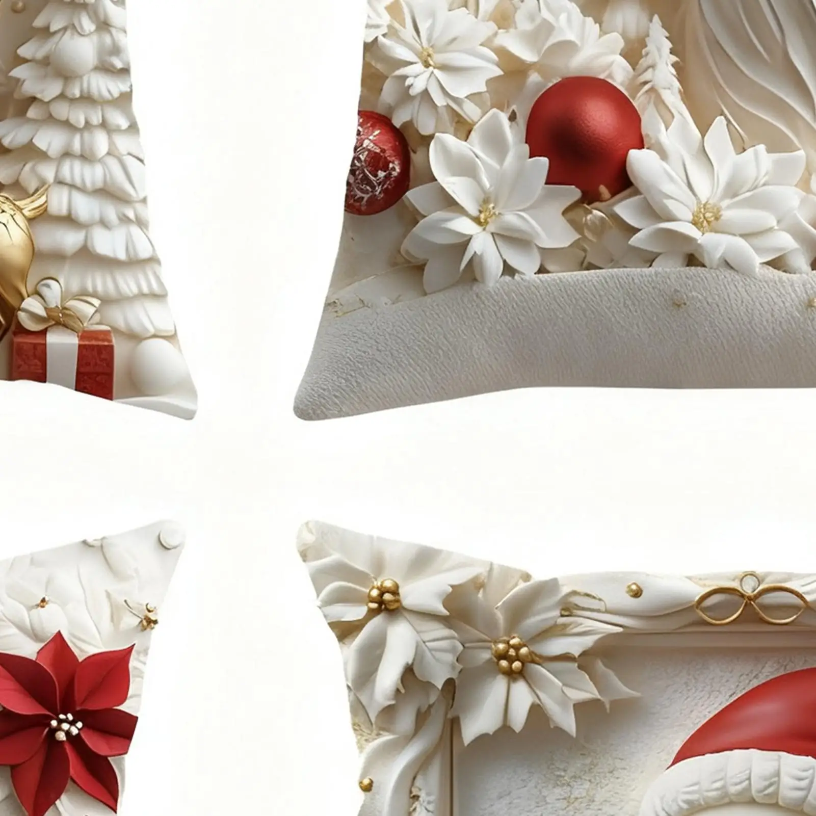 Christmas Pillowcase 4 Pieces 18x18inch Festive Machine-Washable Decor Christmas Pillow Cases For Friends Home Indoor Winter