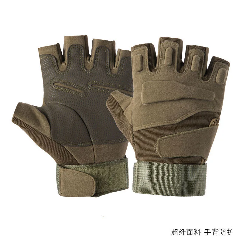 Men's Tactical Half-Finger Gloves for Motorcycle & Scooter Riding Outdoor Cycling Training - Durable Protection