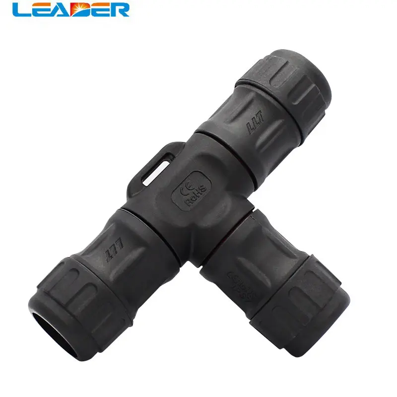 LEADER SOLAR 100 Pcs/lot L20 2P Screw 3-way Waterproof Tee Connector, Field Assembly IP67 Mainland China