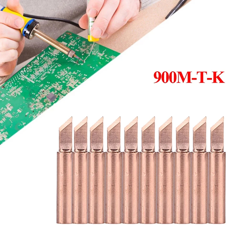 10PCS Copper Welding Head 900M-T-K Pure Copper Soldering Iron Nozzle Electric Soldering Iron Head Soldering Iron Station