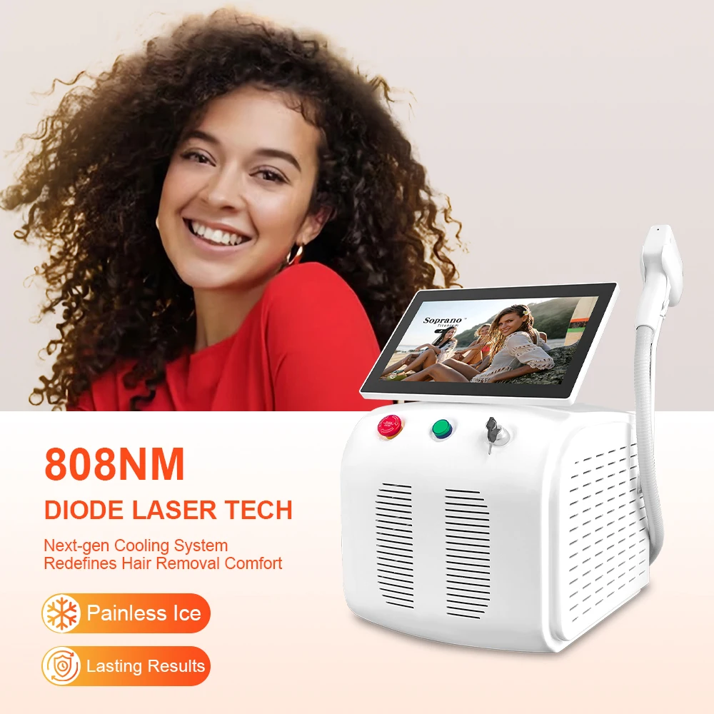 

Портативное диодное лазерное устройство 808 нм с ледяным охлаждением, постоянное 755 808 1064, машина для удаления волос, омоложения кожи для домашнего салона