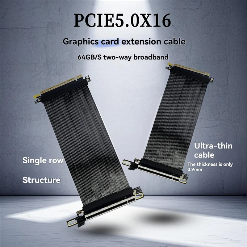 

Кабель Qy-Pcie 5.0 X16 Riser для NZXT H1 270 ° Обратный прямоугольный посеребренный кабель GEN 5/4 64 ГБ/S Удлинительный кабель графического процессора 20 см