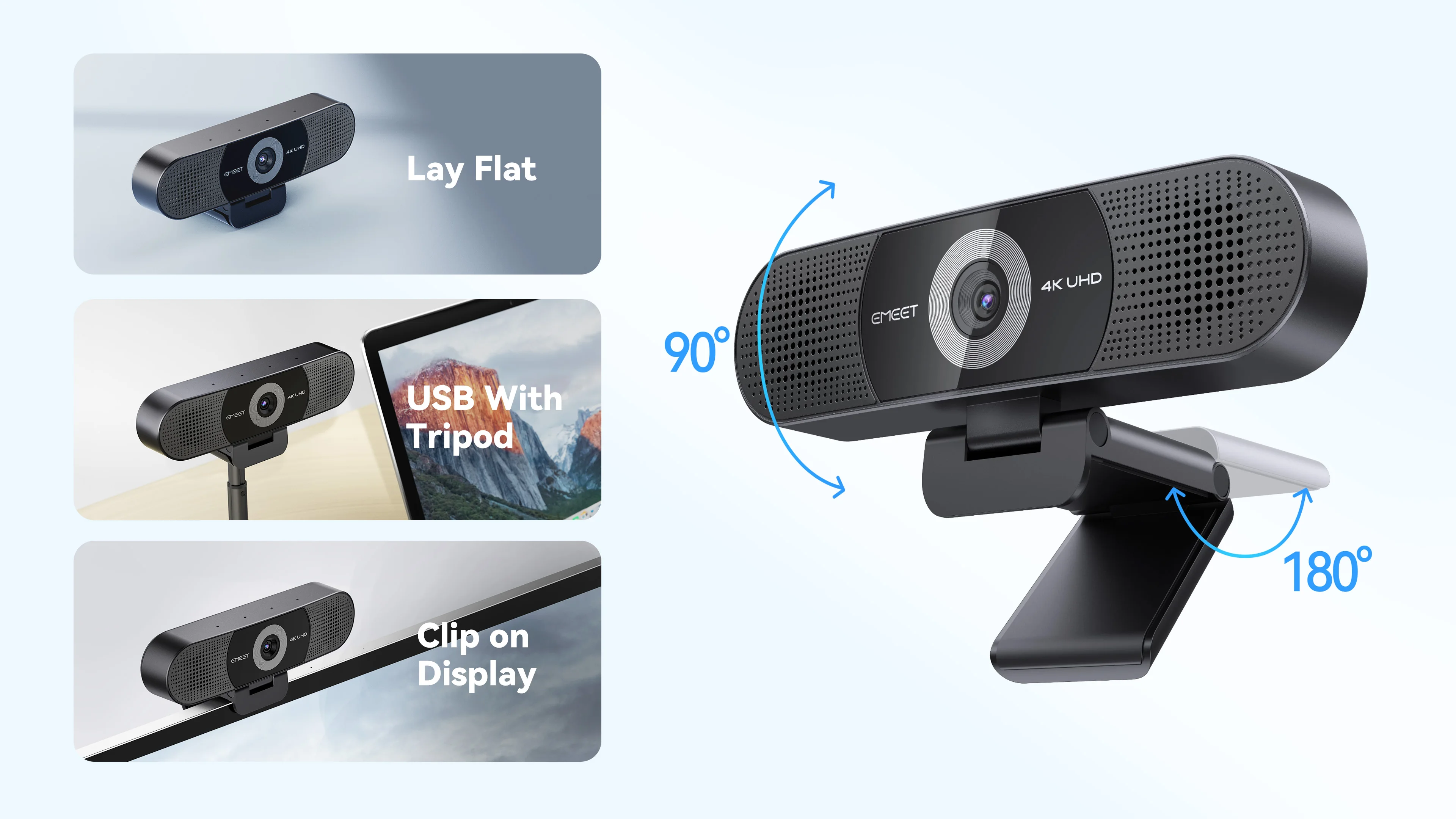 Webcam 4K UHD Webkamera All-in-One USB-Kamera EMEET C980pro 4K Webcam Mit KI-Mikrofon Lautsprecher für Laptop Computer – Detail 8