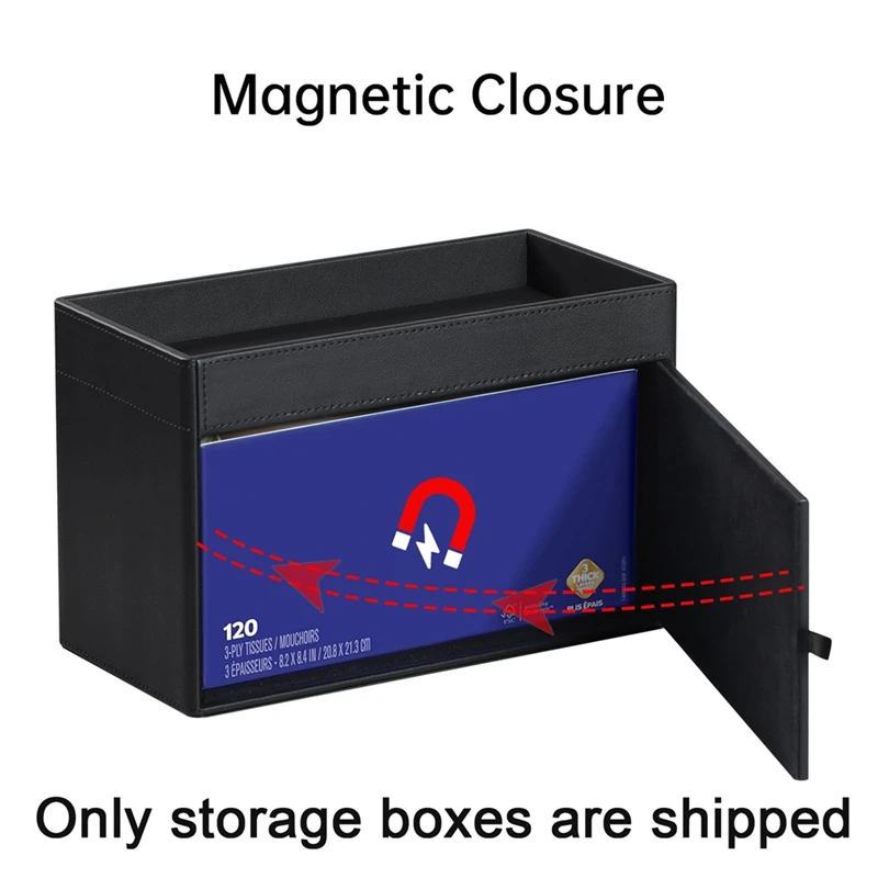 N38R_Plus Size Tissue Box Cover Rectangle, Organizer Tissue Holder black