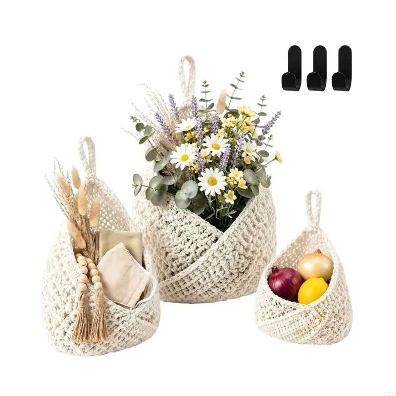 Kitchen Wall Basket Set of 3 for Produce and Small Item Storage A2BB