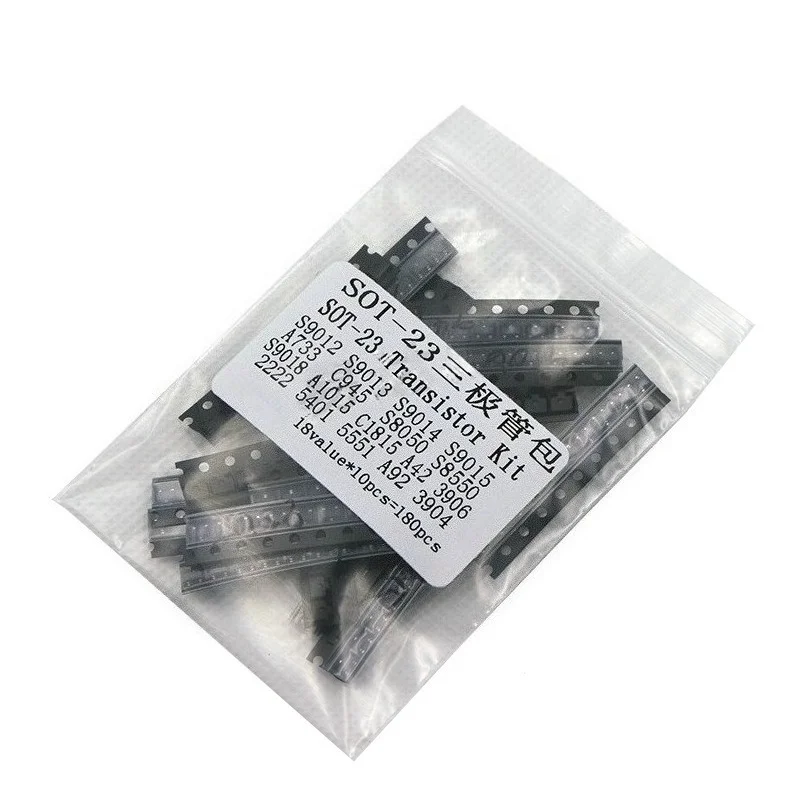 2Pack 360pcs SOT-23 Transistor Kit 18 Values x10pcs SMD BJT Assortment 8050 8550 9014