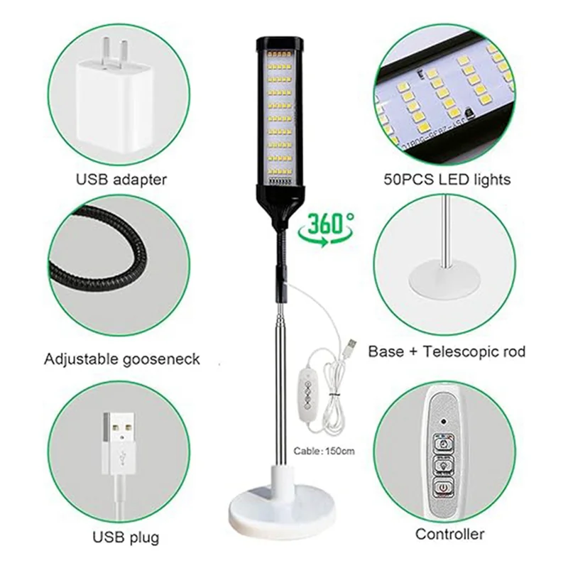 ABRS-2X Grow Lights For Indoor Plants Plant Lamp For Seedlings Succulents Bulbs Full Spectrum Gooseneck Small Plants Growing.