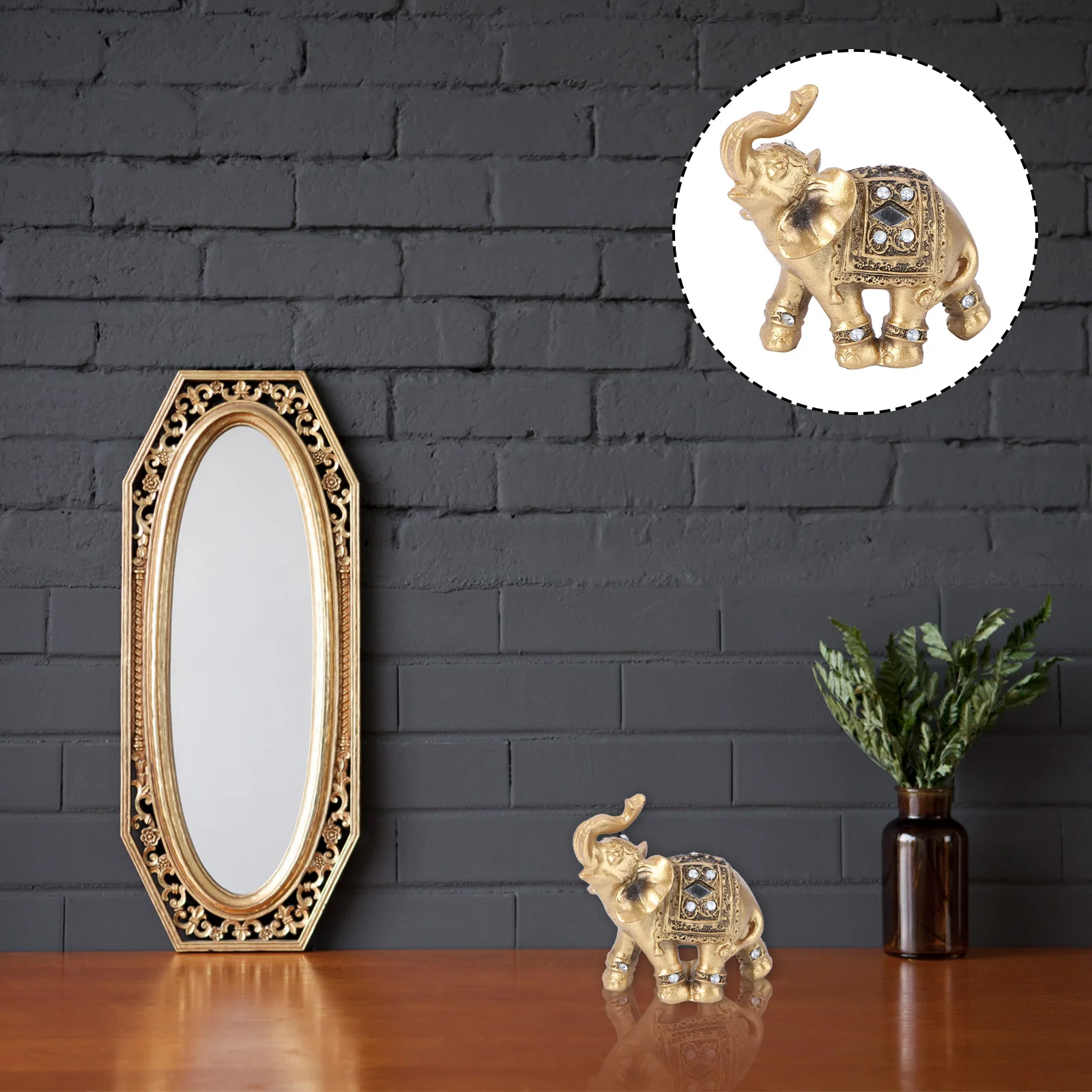 

Small Resin Elephant Adornment 9x9cm Luxury Animal Sculpture for Office Desk Home Decor Creative Craft Gift Idea Elephant