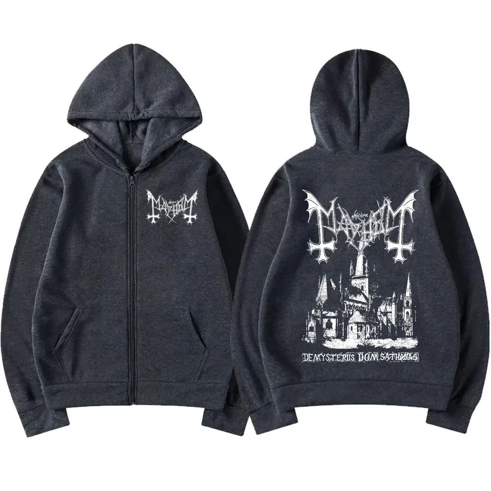 Mayhem De Mysteriis Dom Sathanas Album Zipper Hoodies Death Metal Gothic Zip Up Hoodie Men Women Oversized Fleece Hoody Jacket