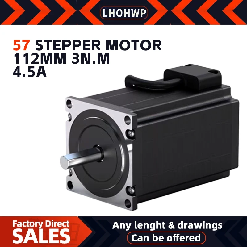 

Nema23 57 Stepper Motor Axis Diameter 8mm Lengthened 112mm High Torque 3N.m 423 oz.in Two-Phase Four-Wire1.8 Degrees 4.2A Hybrid