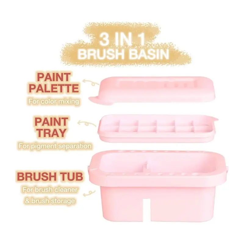 Brush Basin Washer, Artist Brush Water Rinse Cup With 16 Slots Holder For Acrylic Watercolor Oil Paint Brush Cleaner