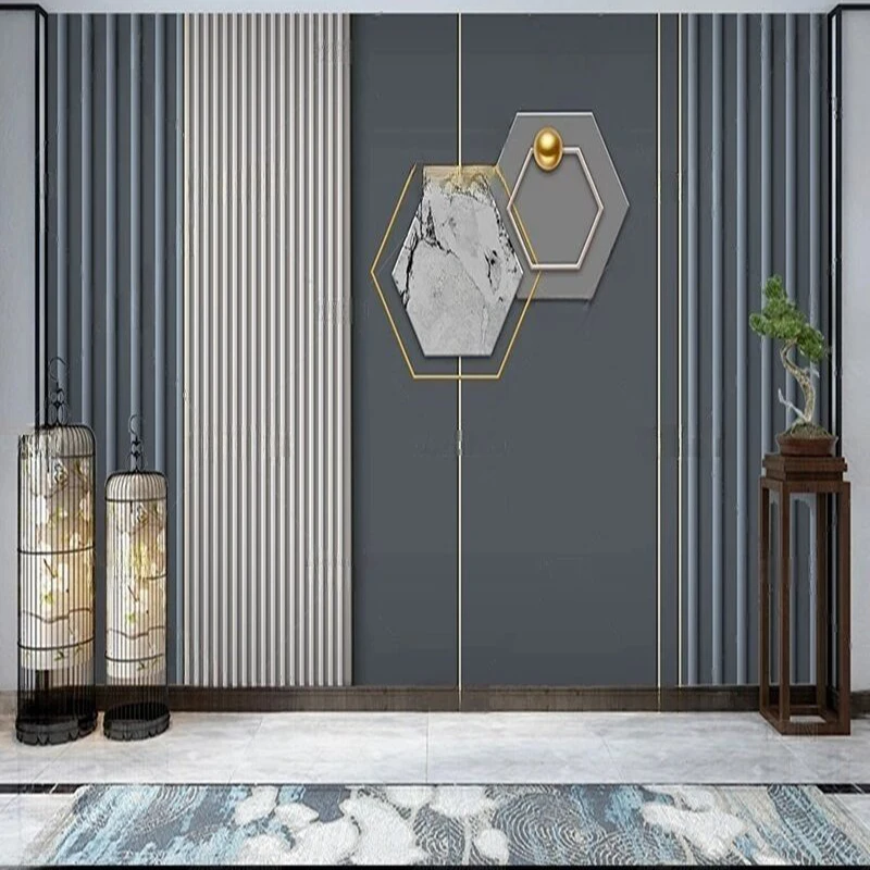 

MU8812Modern simple and light luxury soft and hard decoration new Chinese-style combination background wall PaperTV living room