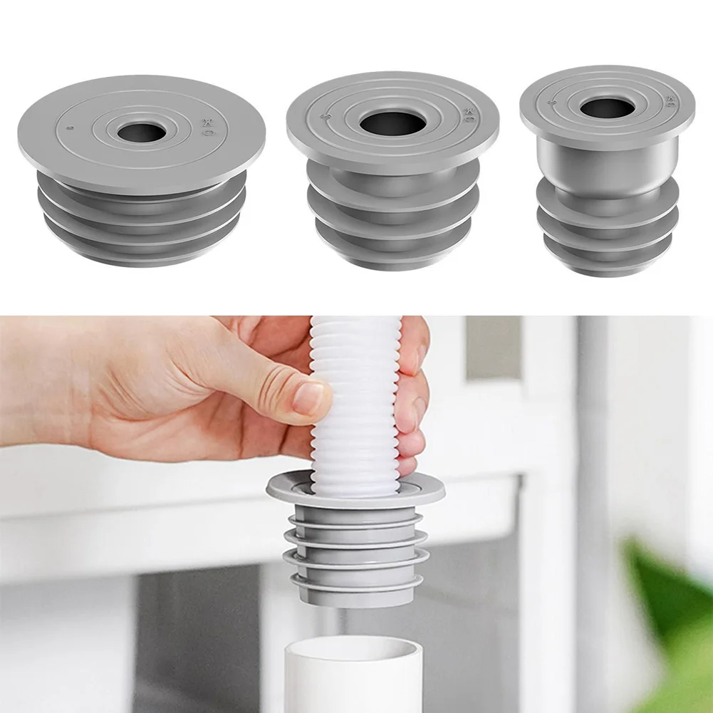 

1Pc Sewer Floor Drain Pipe Seal Silicone Washing Machine Drain Pipe Seal Deodorant Seal Pipe Seal Gray For Sink Drains S/M/L