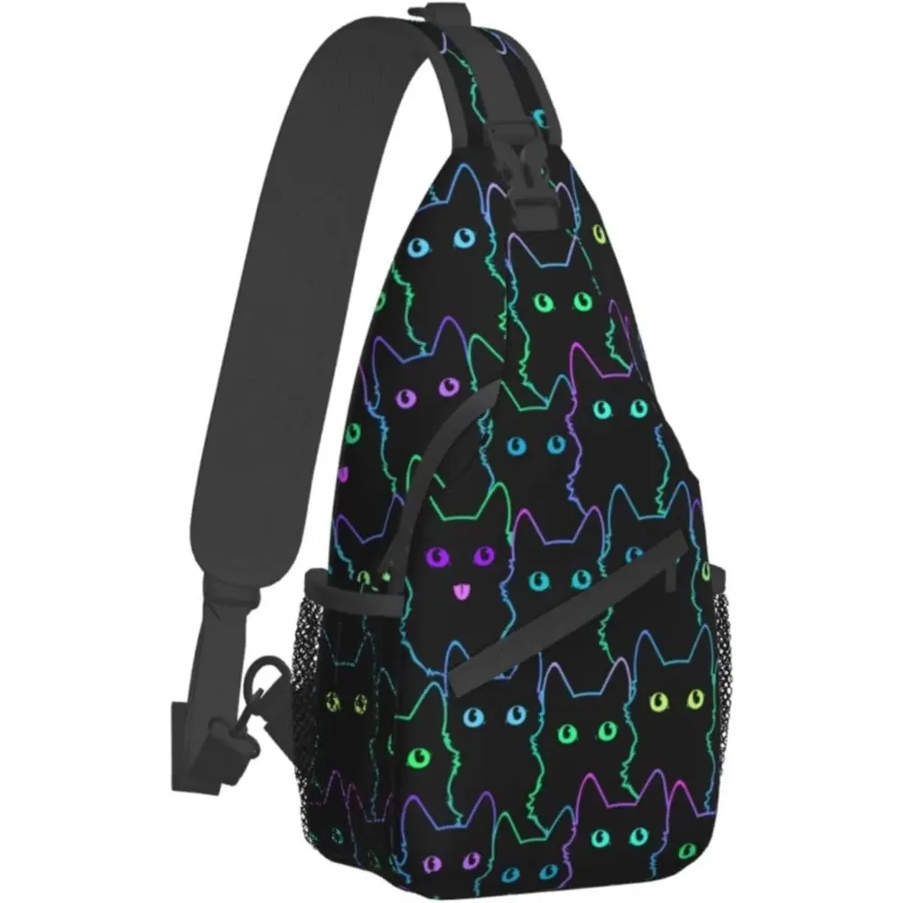 

Colorful Cat Sling Bag Travel Crossbody Backpack Chest Bags Casual Shoulder Daypack Lightweight Outdoor Sport Climbing Runners