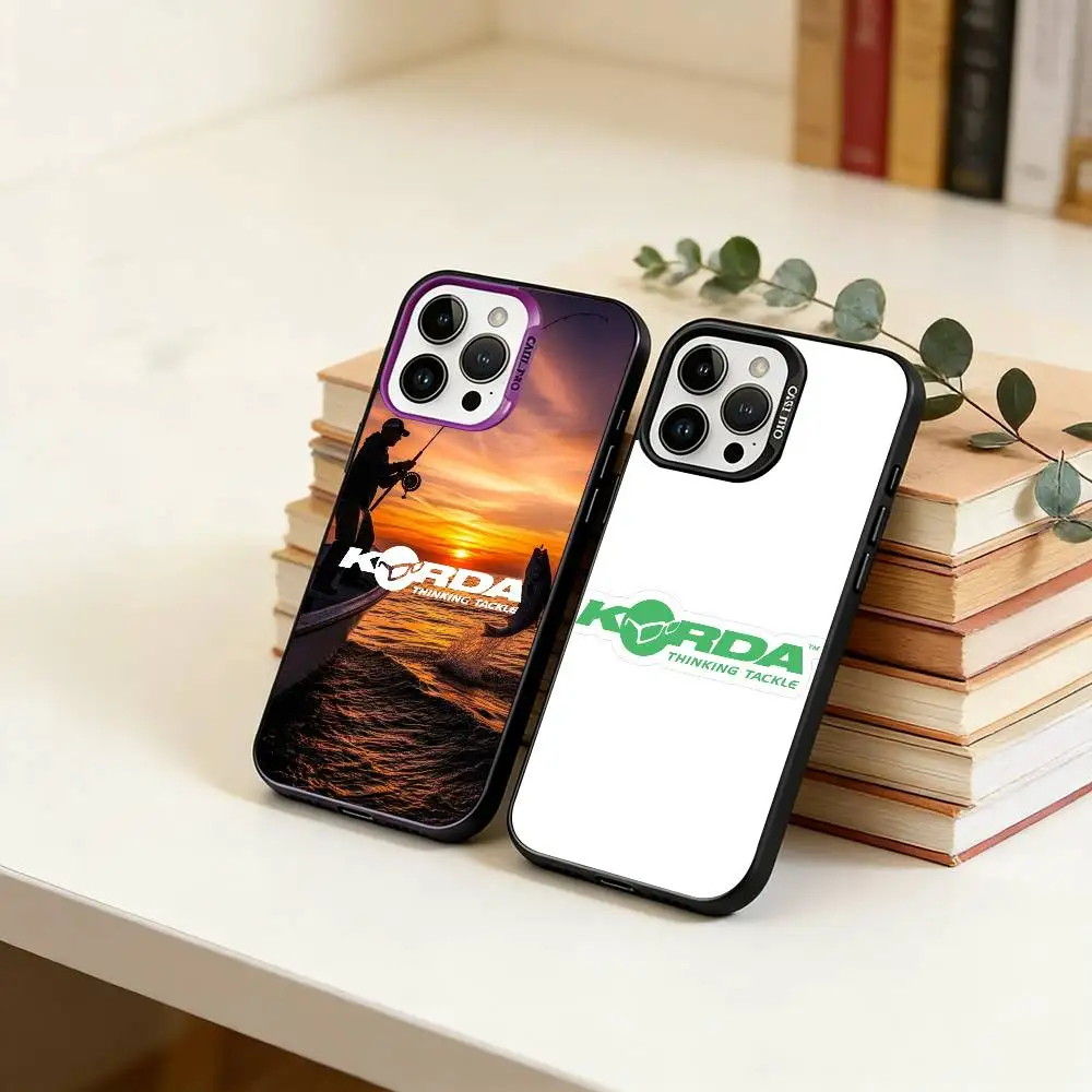 

Korda F-Fishing Tackle Phone Case For iPhone 17,16,15,14,13,12,11 Plus,Pro Max,XS,Colored Silver Plated Inside Cover