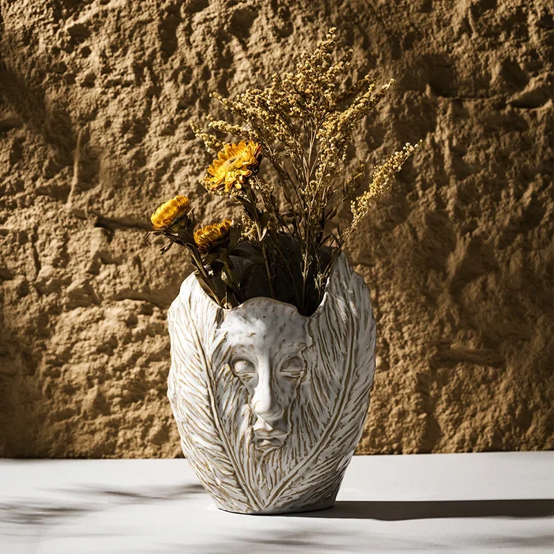CAPIRON Abstract Face Vase Angle Wing for Dried Flower Nordic Bathroom Living Room Bedroom Office Desk Entrance Decoration Table